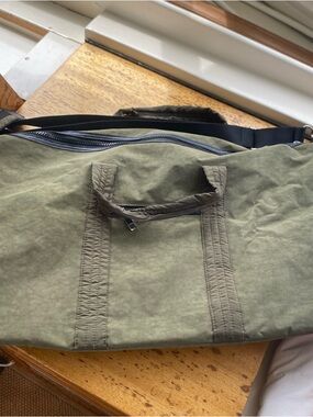 Sondra Roberts Olive Green Canvas Duffel Bag with Black Strap